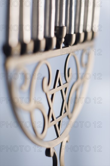 Close up of holiday menorah.