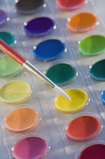 Close up of watercolor paints.