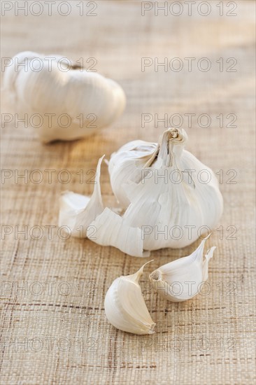 Garlic on fabric.