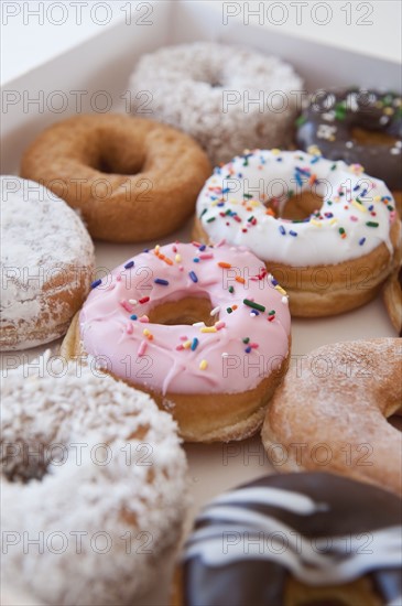 Doughnuts in box.