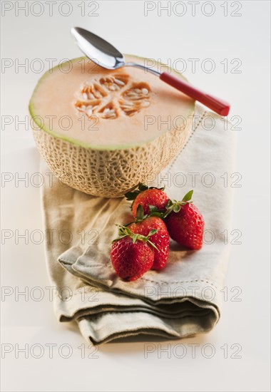 Cantaloupe and strawberries.