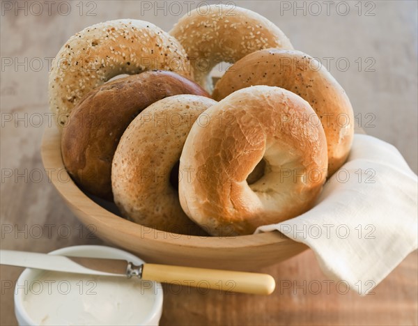 Freshly baked bagels.