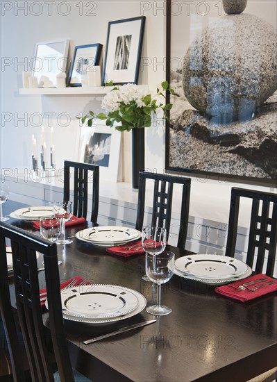 Table setting in dining room.