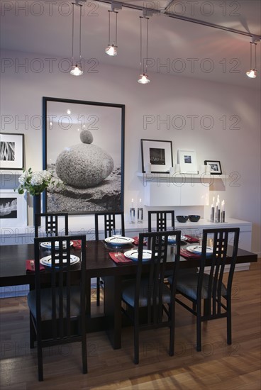 Table setting in dining room.