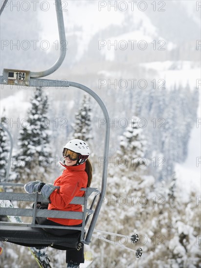 Skiers on a ski lift