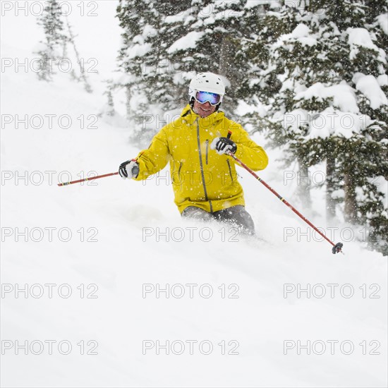 A downhill skier