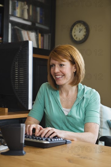 A woman in a home office