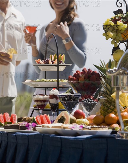 A buffet table at a party