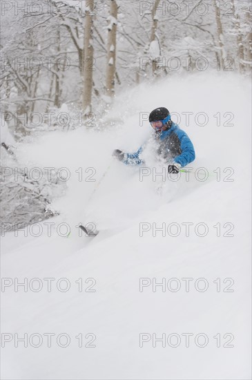 A downhill skier