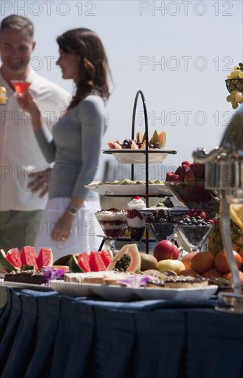 A buffet table at a party