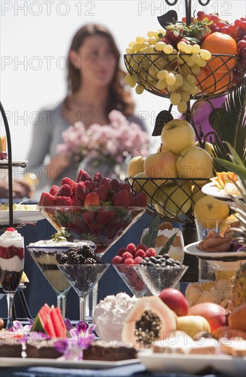 A buffet table at a party