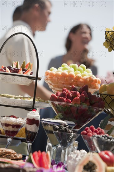 A buffet table at a party