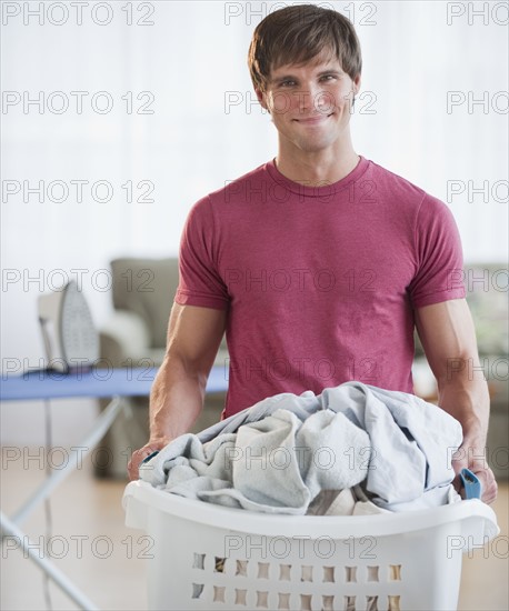 Man doing laundry.