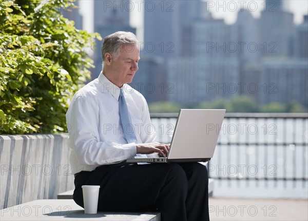 A businessman outdoors.