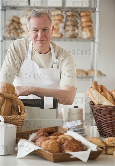 A baker in a bakery.