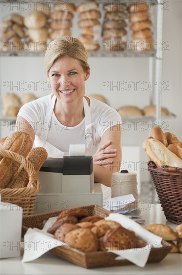 A baker in a bakery.