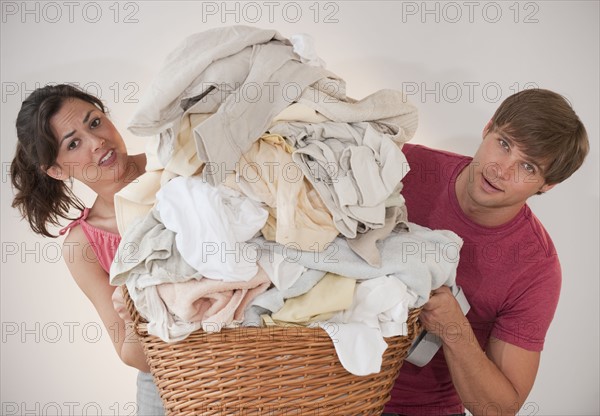 Couple doing laundry.