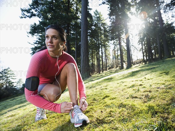 A runner in the woods