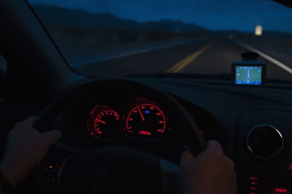 Car going through Death Valley National Park