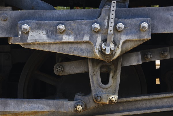 A metal surface on an old train.