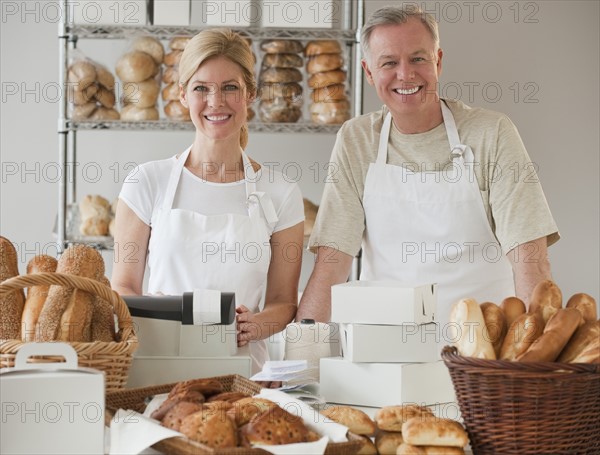 Bakers in a bakery.