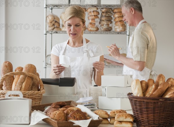 Bakers in a bakery.