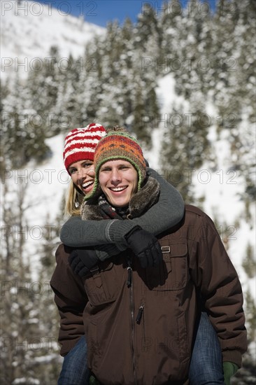 A couple outdoors in the snow