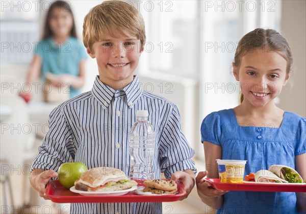 Kids in a cafeteria.