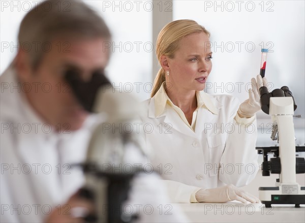 Researchers working in lab.