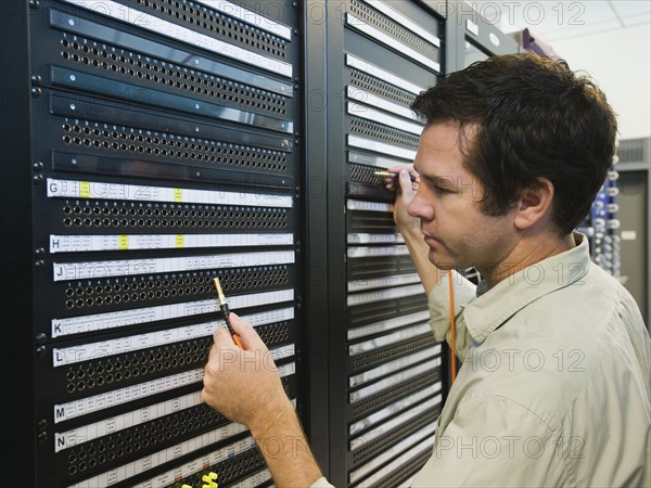 Man working in data center