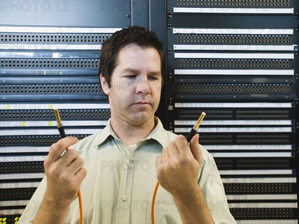 Man working in data center