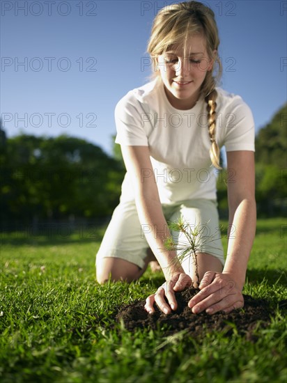 Woman working in garden