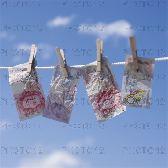 British pounds on clothes line