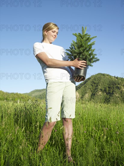 Woman working in garden