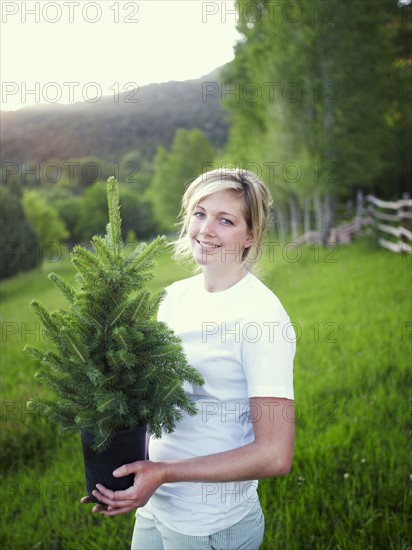 Woman working in garden