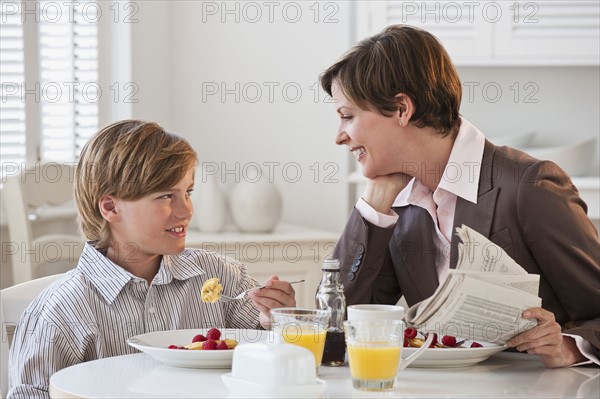 Mother and child at breakfast