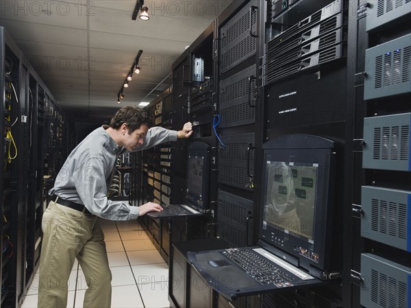 Man working in data center