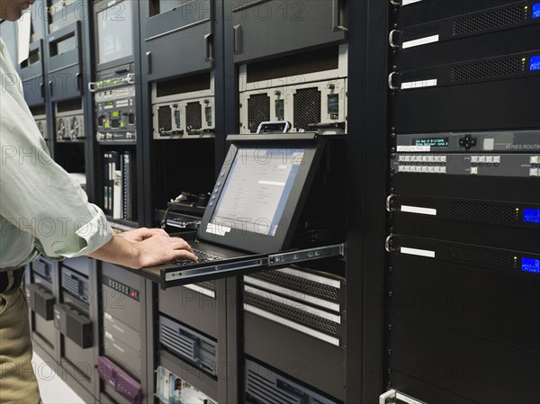 Man working in data center