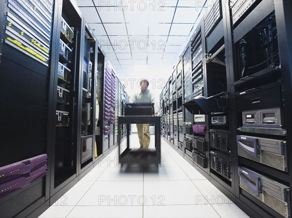 Man working in data center