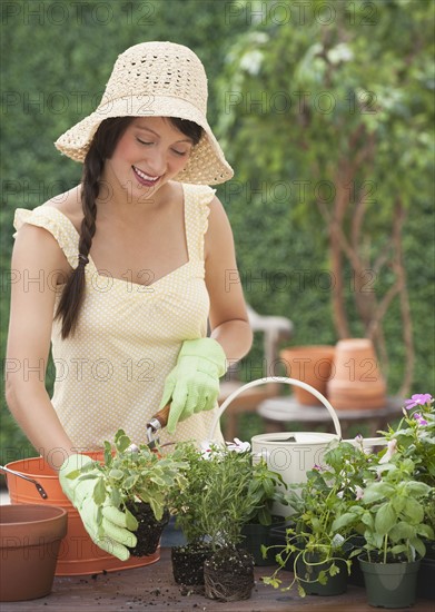 Woman gardening.