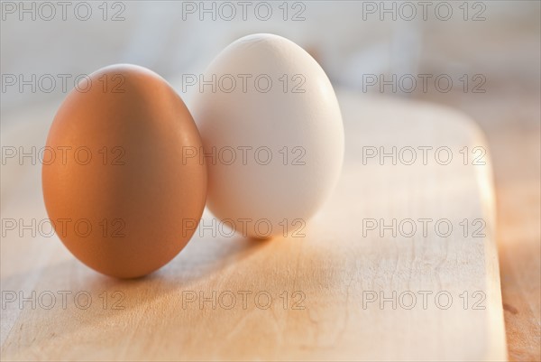 Brown and white eggs.