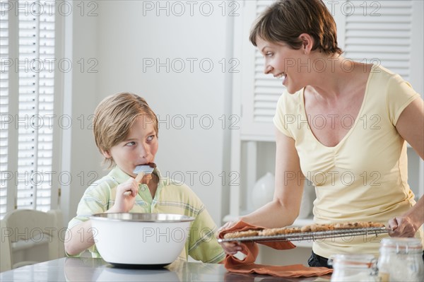 Mother and chilld baking.