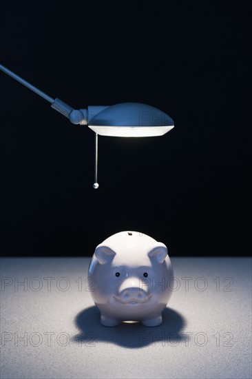 Working light on piggy bank.