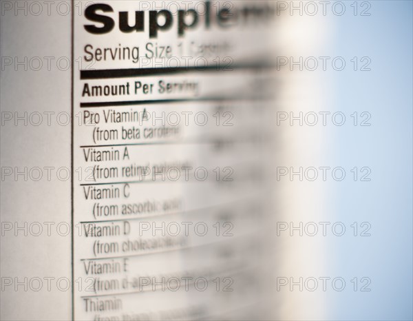 Supplement label.