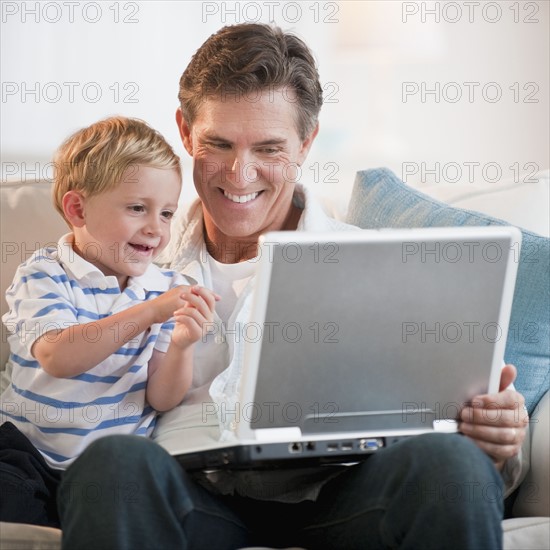 Father and child at home.