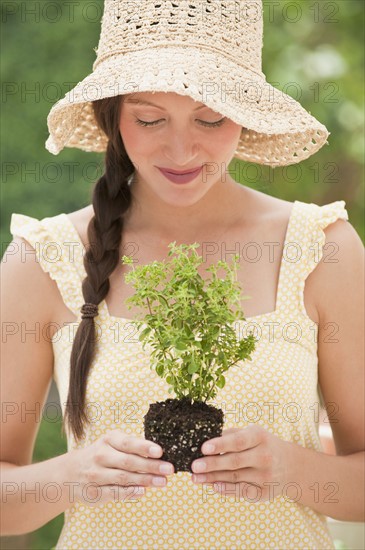 Woman gardening.