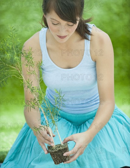 Woman gardening.