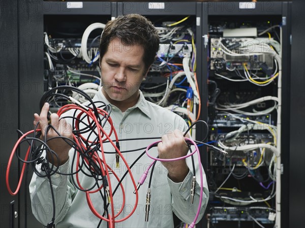 Man working in data center