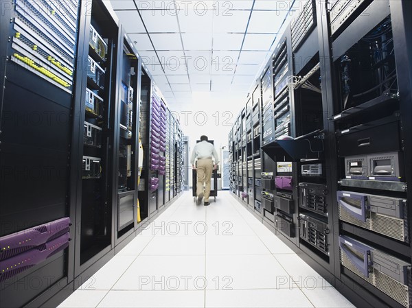 Man working in data center
