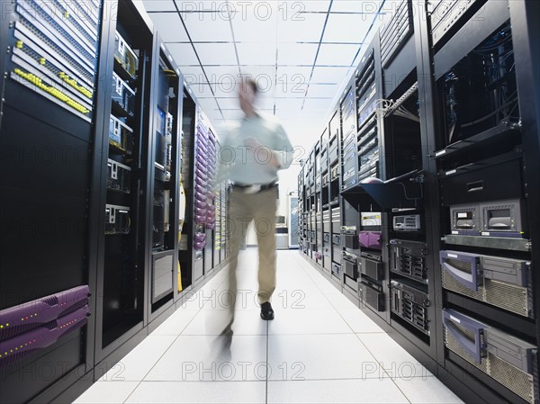 Man working in data center